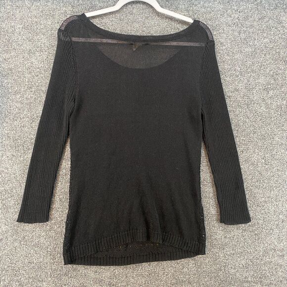 Kenar Sweater Womens M Black Linen Blend Knit Round Neck Whimsigoth Fairy Grunge - Picture 3 of 7